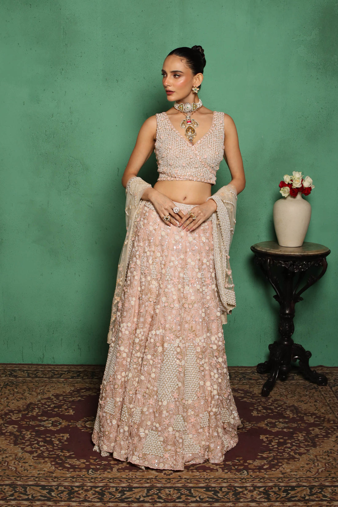 Geometric Jaal Lehenga