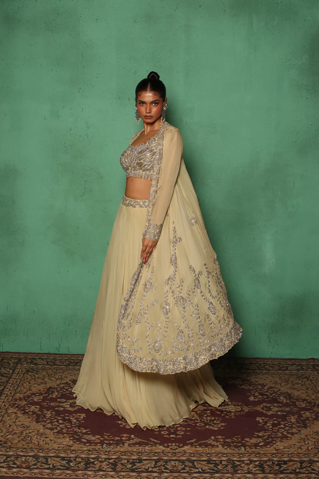 Rosanna Jacket Lehenga(Teal)