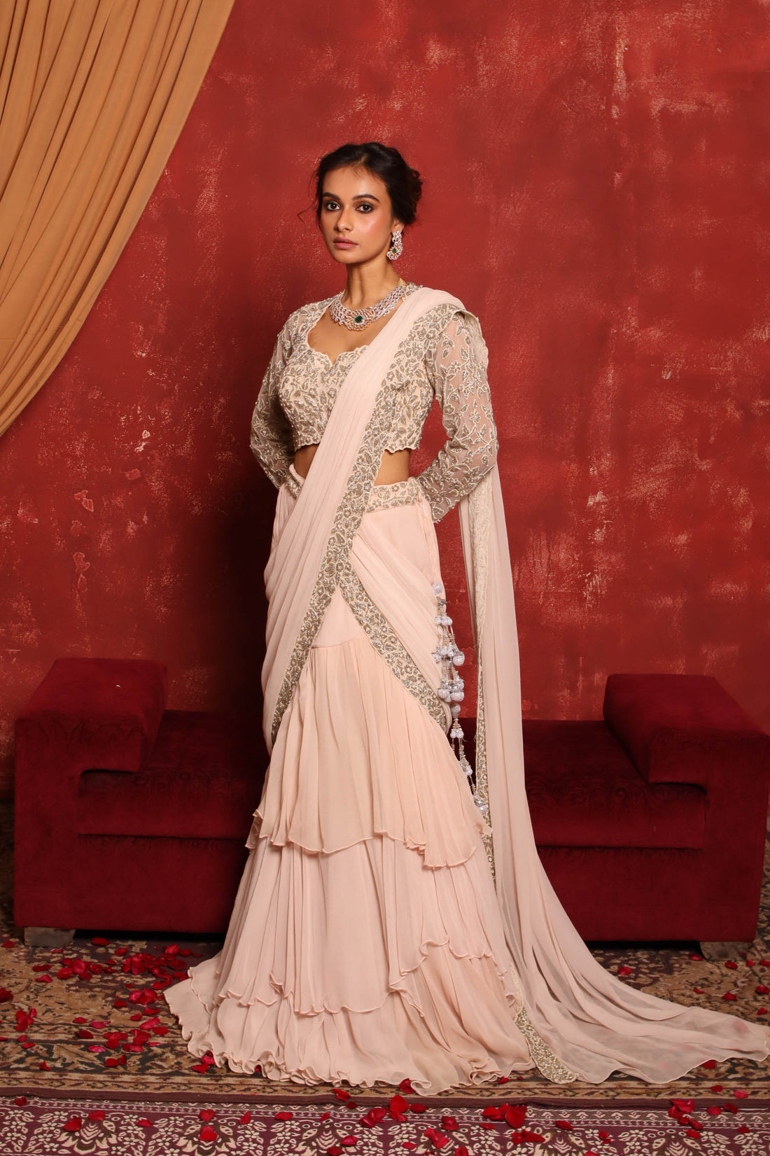 Hydrangea Lehenga (Baby Pink)