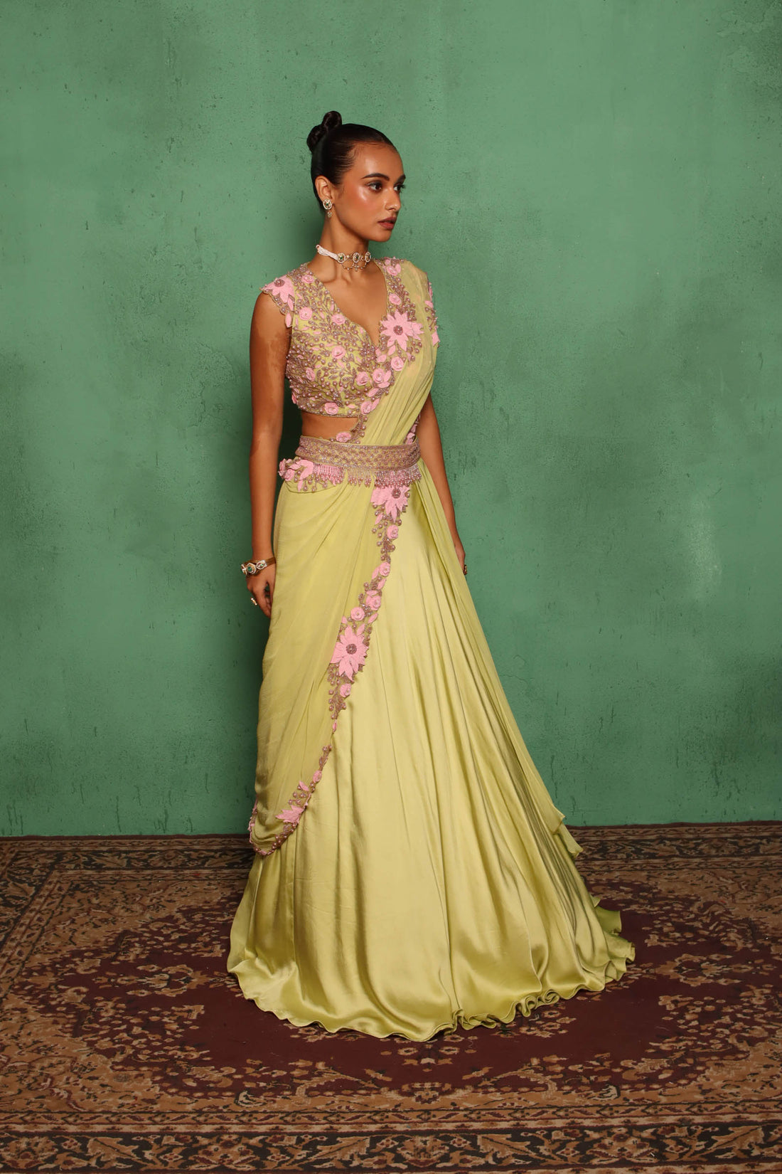 Cutwork Sunflower Feather Lehenga