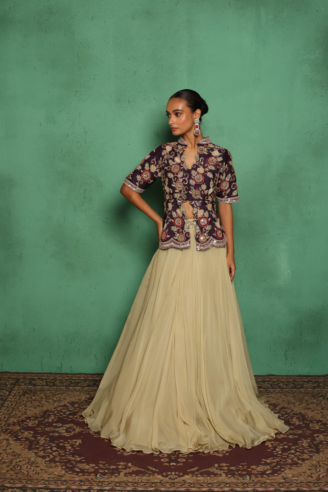 Velvet Rosy Lehenga Set