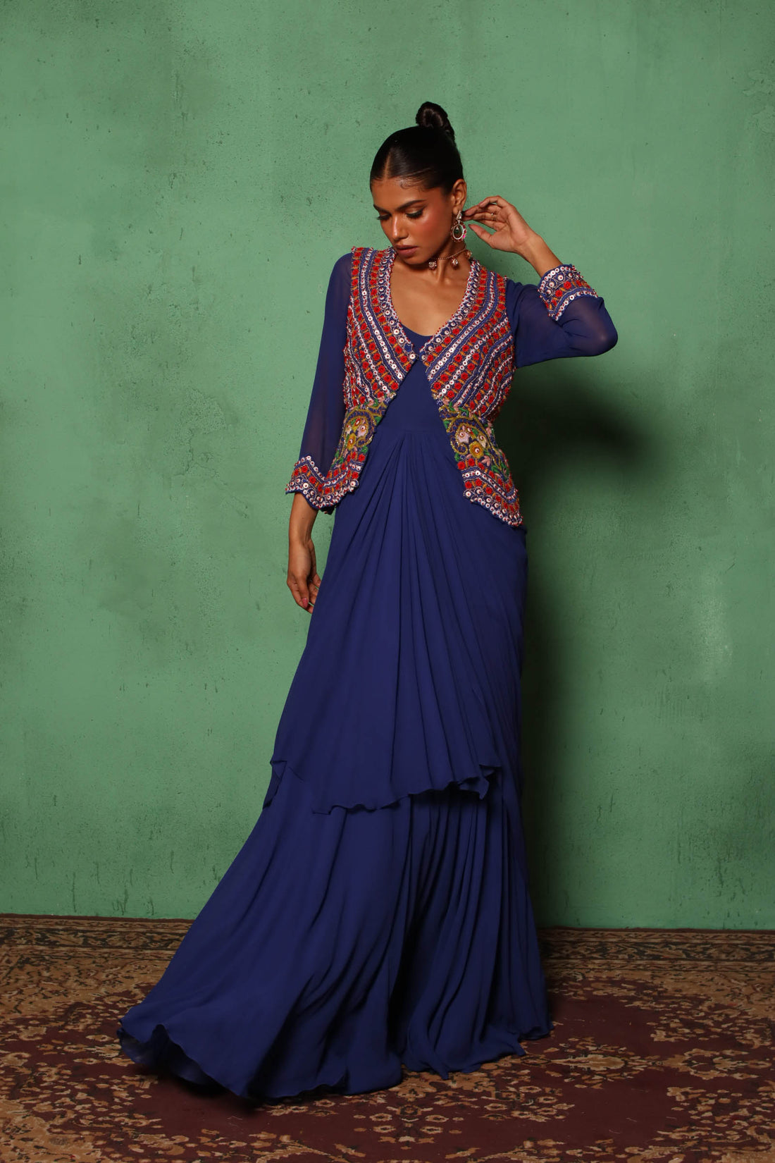 Beaded Gown Set (Blue)