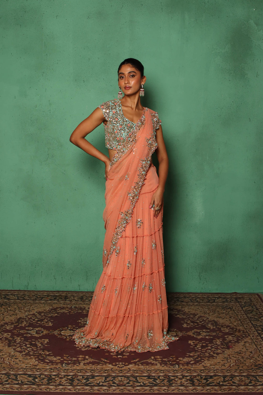 French Knot Saree (Salmon Pink)