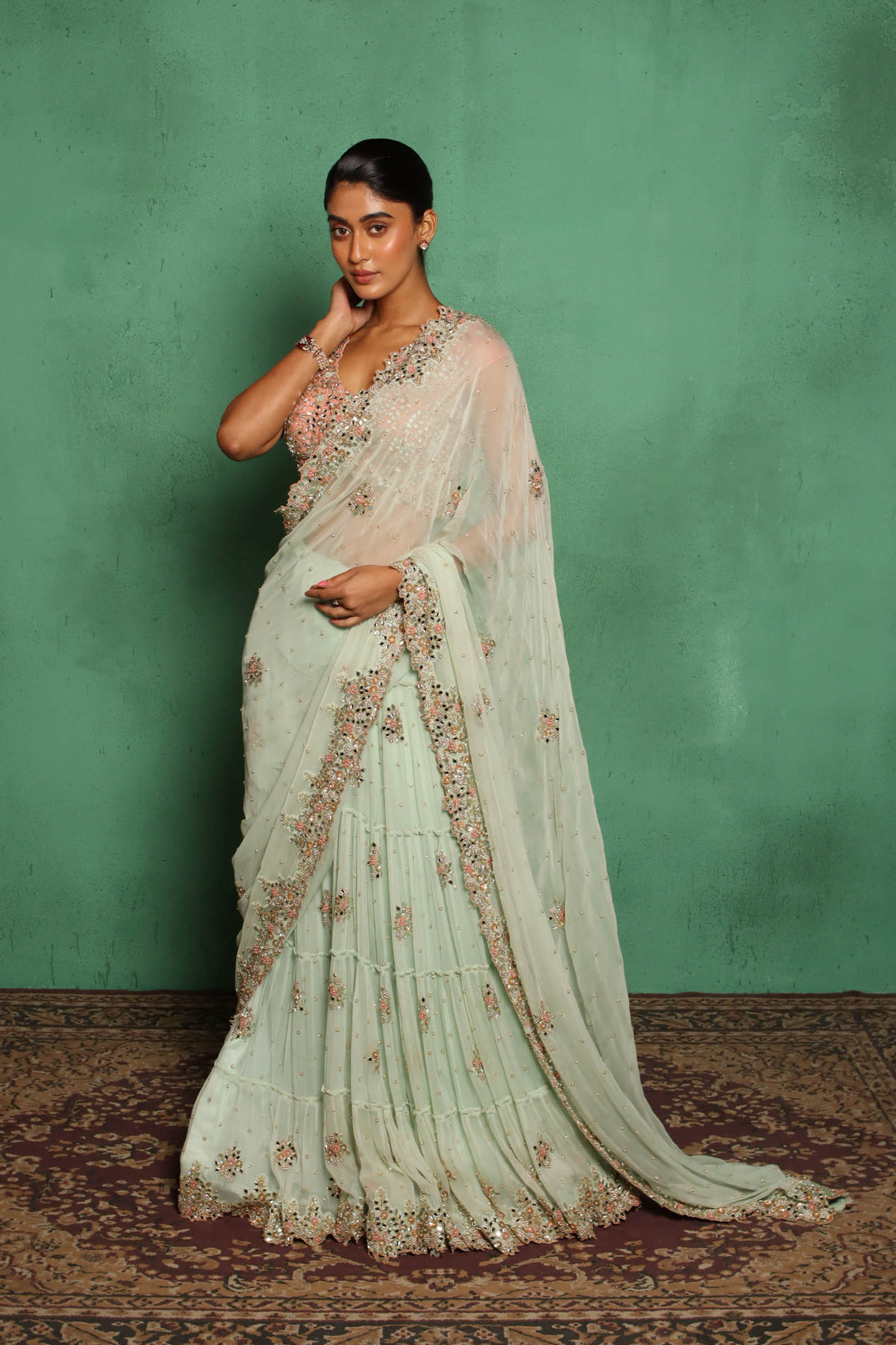 French Knot Saree (Powder Blue)