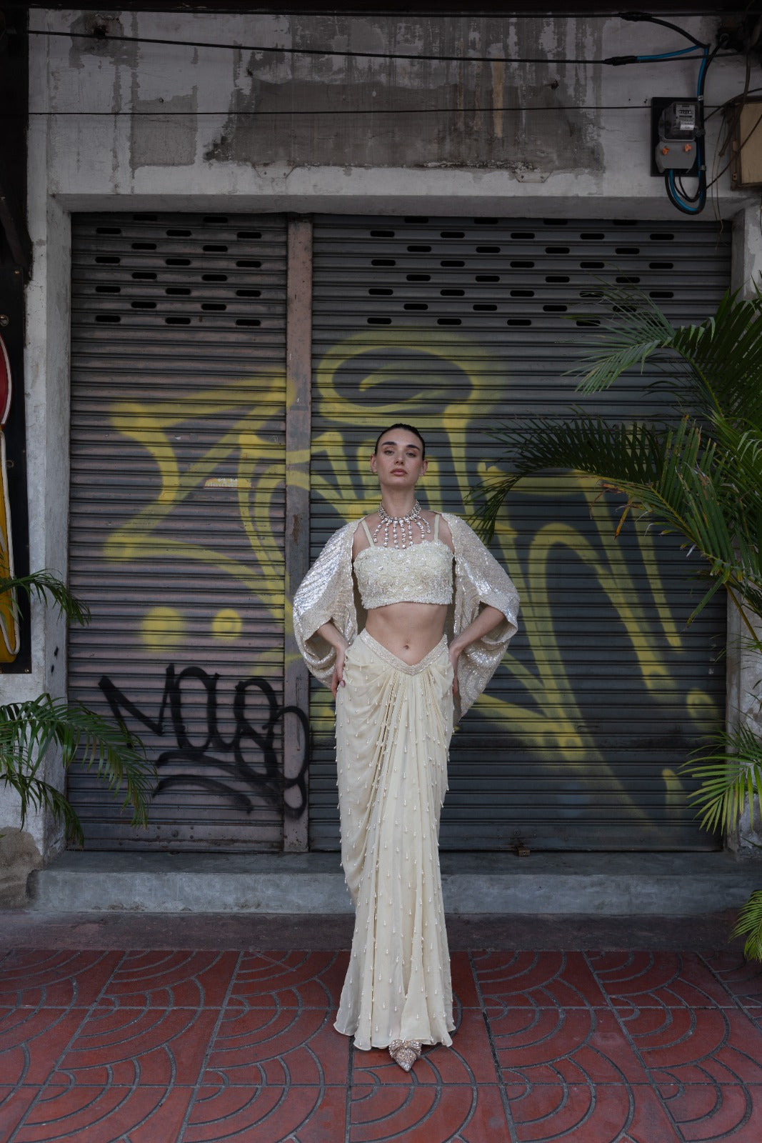 Starlight shimmer drape set (Ivory)